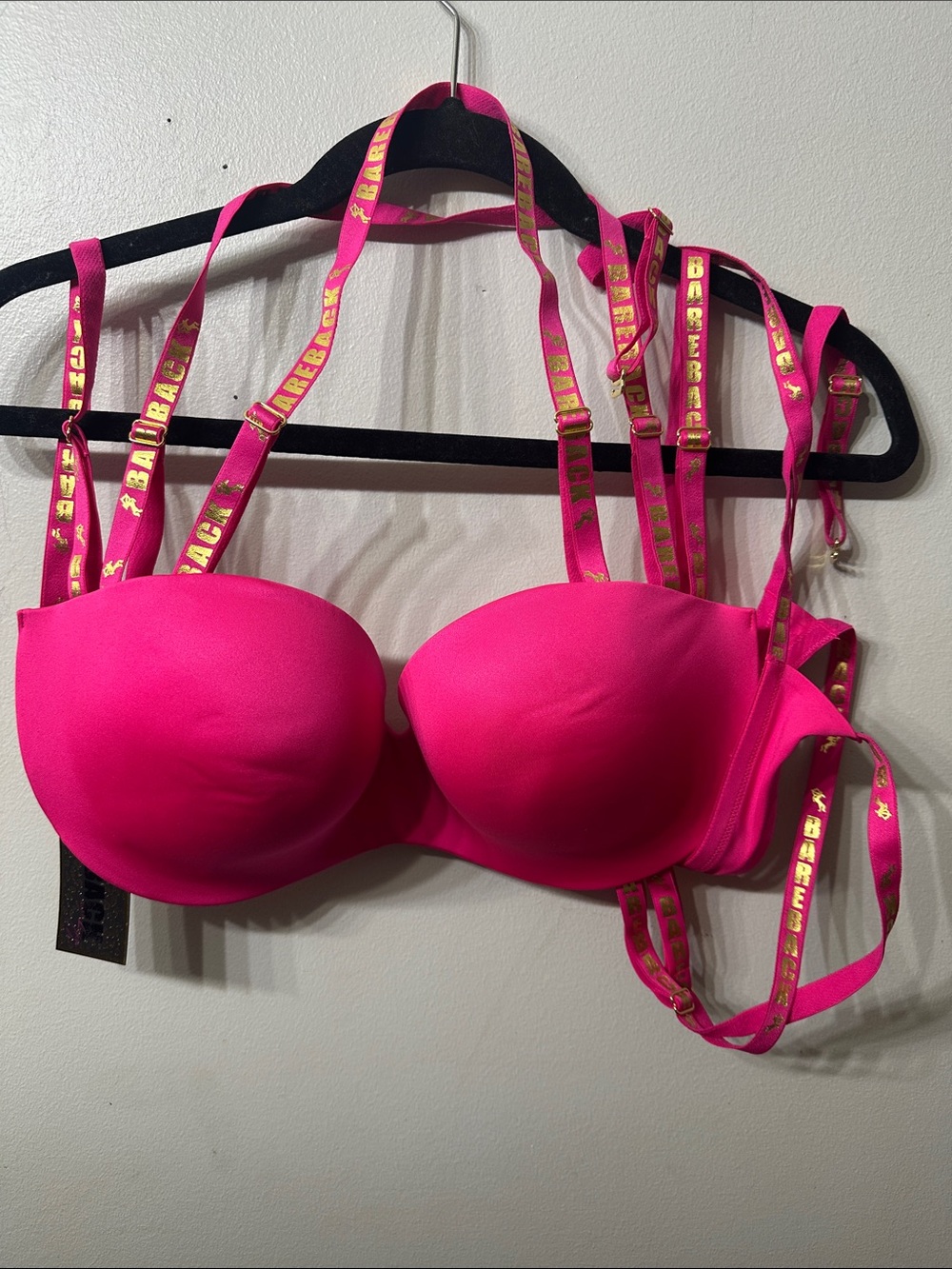 Bareback by House of Skye Hot Pink Convertible Padded Bra 34DD NWT